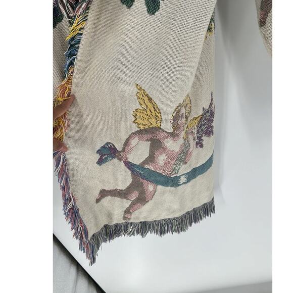 Vintage All in the Bag Coat tapestry blanket fringe 90s cherub open front quirky - Picture 4 of 10